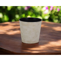 5" Cream Recycled Plastic Indoor Outdoor Round Pot Planter