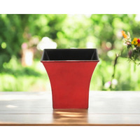 5" Red Recycled Plastic Indoor Outdoor Square Pot Planter