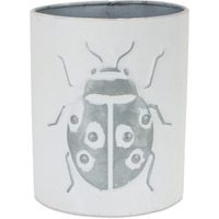 Set of Three 7" White Metal Round Pot Planter