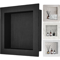 VEVOR Shower Niche Ready for Tile 16" x 16", Single Shelf Organizer, Square Corners Wall-inserted Niche Recessed, Sealed Protection Modern Soap Storage Niche for Shower Bathroom, Black