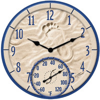 Taylor Precision Products 14" By The Sea Clock with Thermometer, Multicolored