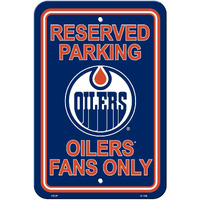 Edmonton Oilers Sign 12x18 Plastic Reserved Parking Style CO