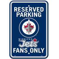 Winnipeg Jets Sign 12x18 Plastic Reserved Parking Style CO
