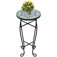 vidaXL Mosaic Side Table Plant Table Green White
