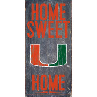 Miami Hurricanes Wood Sign - Home Sweet Home 6"x12"