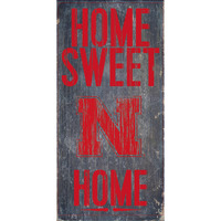 Nebraska Cornhuskers Wood Sign - Home Sweet Home 6"x12"