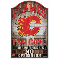Calgary Flames Sign 11x17 Wood Fan Cave Design - Special Order