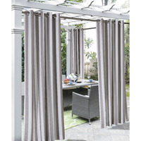 Coastal Stripe Grommet Curtain Panel Window Dressing 50 x 108 in Taupe