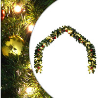 vidaXL Christmas Garland Decorated with Baubles and LED Lights 393.7"