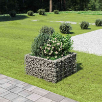 vidaXL Gabion Raised Bed Galvanized Steel 35.4"x35.4"x19.7"