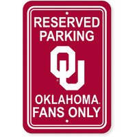 Oklahoma Sooners Sign 12x18 Plastic Reserved Parking Style CO