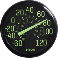 Taylor Precision Products Glow in the Dark Wall Indoor Thermometer, 13.25 inch, Black