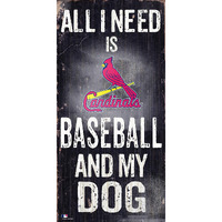 St. Louis Cardinals Sign Wood 6x12 Baseball and Dog Design