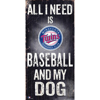 Minnesota Twins Sign Wood 6x12 Baseball and Dog Design