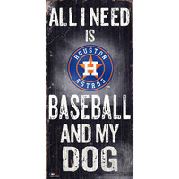 Houston Astros Sign Wood 6x12 Baseball and Dog Design