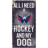 Washington Capitals Sign Wood 6x12 Hockey and Dog Design