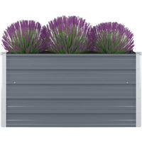 vidaXL Raised Garden Bed 39.4"x39.4"x17.7" Galvanized Steel Gray