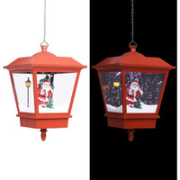 vidaXL Christmas Hanging Lamp with LED Light and Santa Red 10.6"x10.6"x17.7"