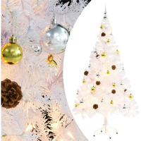 vidaXL Artificial Christmas Tree with Baubles and LEDs White 5 ft