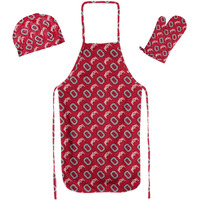 Ohio State 3-Piece Apron Oven Mitt and chef Hat Set(D0102H94VPY)