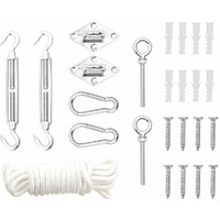 vidaXL 9 Piece Sunshade Sail Accessory Set Stainless Steel