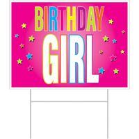 6-Pack Plastic Yard Signs: Celebrate Birthday Girl with Vibrant Design