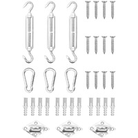vidaXL 9 Piece Sunshade Sail Accessory Set Stainless Steel