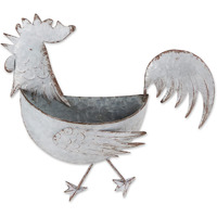 ROOSTER GALVANIZED WALL PLANTER