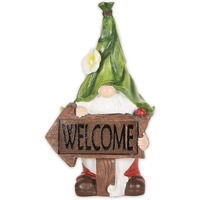 GNOME WITH GLOWING WELCOME SIGN SOLAR STATUE