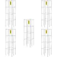 VEVOR Tomato Cages, 11.8" x 11.8" x 46.1", 5 Packs Square Plant Support Cages, Silver PVC-Coated Steel Tomato Towers for Climbing Vegetables, Plants, Flowers, Fruits