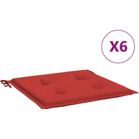 vidaXL Garden Chair Cushions 6 pcs Red 19.7"x19.7"x1.2" Fabric
