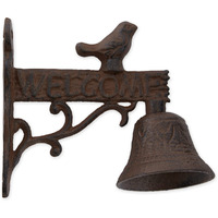 WELCOME SIGN WITH BIRD CAST IRON DOOR BELL