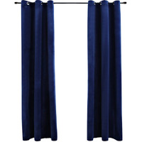 vidaXL Blackout Curtains with Rings 2 pcs Navy Blue 37"x63" Velvet