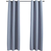 vidaXL Blackout Curtains with Rings 2 pcs Gray 37"x95" Fabric