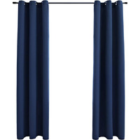 vidaXL Blackout Curtains with Rings 2 pcs Navy Blue 37"x95" Fabric