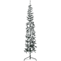 vidaXL Slim Artificial Half Christmas Tree with Flocked Snow 8 ft