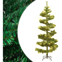 vidaXL Swirl Christmas Tree with Stand and LEDs Green 6 ft PVC