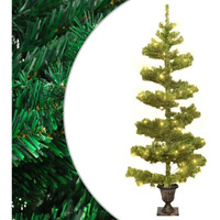 vidaXL Swirl Christmas Tree with Pot and LEDs Green 4 ft PVC