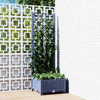 vidaXL Garden Planter with Trellis Dark Gray 15.7x15.7x47.8 PP