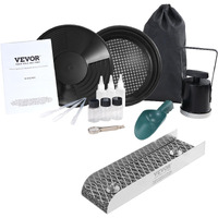 VEVOR Mini Sluice Box Gold Panning Kit, 12inch Aluminum Alloy Gold Mining Equipment, 16 PCS Gold Prospecting Kit with Gold Pan, Separating Magnet, Classifier Screen, Drawstring Backpack and More