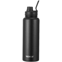 40 oz Insulated Water Bottle Stainless Steel with Wide Mouth Lid Black