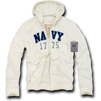 DeLuxe Zip Up Hoodies, Navy, Cream, L