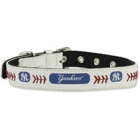 New York Yankees Pet Collar Classic Baseball Leather Size Toy CO