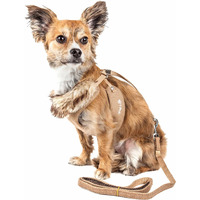 Pet Life Luxe 'Furracious' 2-In-1 Mesh Reversed Adjustable Dog Harness-Leash W/ Removable Fur Collar(D0102H70H3A.)
