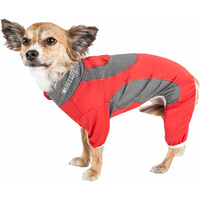 Pet Life Active 'Warm-Pup' Heathered Performance 4-Way Stretch Two-Toned Full Body Warm Up(D0102H70WHG.)