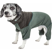 Pet Life Active 'Embarker' Heathered Performance 4-Way Stretch Two-Toned Full Body Warm Up(D0102H70WGG.)