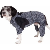 Pet Life Active 'Downward Dog' Heathered Performance 4-Way Stretch Two-Toned Full Body Warm Up Hoodie(D0102H7085Y.)