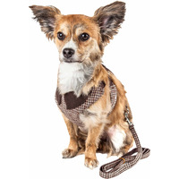 Pet Life Luxe 'Houndsome' 2-In-1 Mesh Reversible Plaided Collared Adjustable Dog Harness-Leash(D0102H70XXW.)