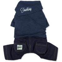 Touchdog  Vogue Neck-Wrap Sweater and Denim Pant Outfit(D0102HAXEFU.)