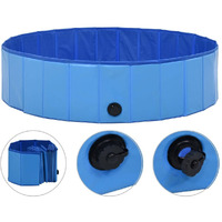 vidaXL Foldable Dog Swimming Pool Blue 47.2"x11.8" PVC
